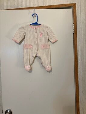Little Me White Footed One-Piece with Pink Trim